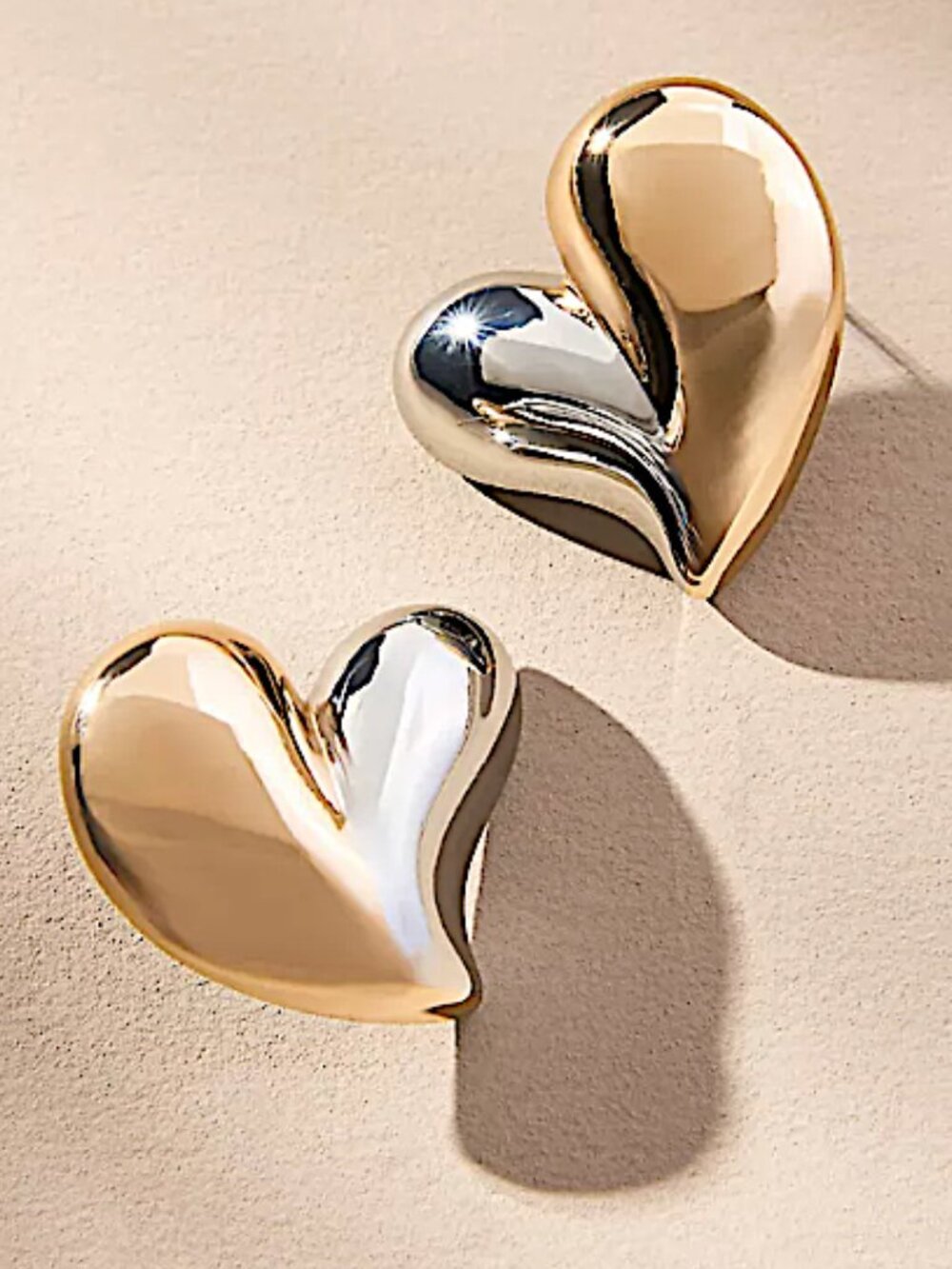 NEW Anthropologie Mixed Metal Heart Earrings